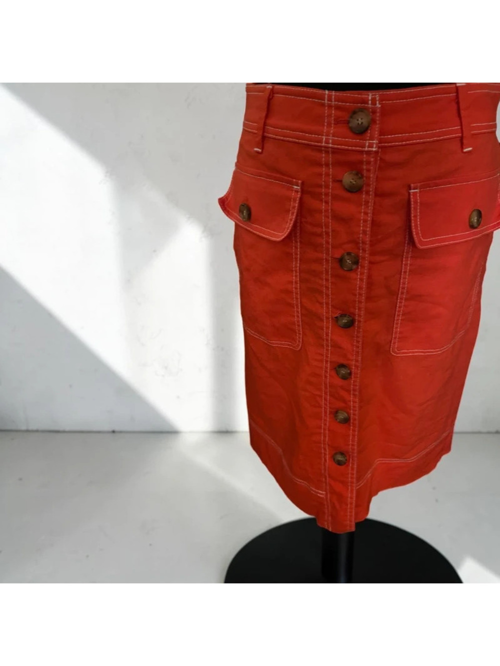 Cotton Blend Button-Front Skirt (J Crew)